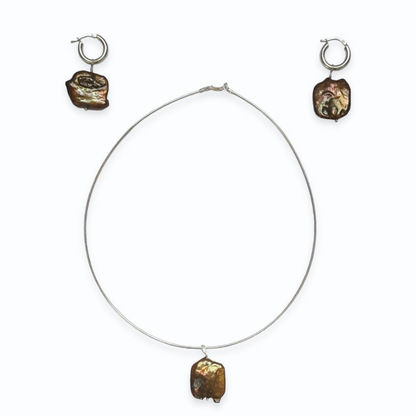 Brown Pearl Hoops