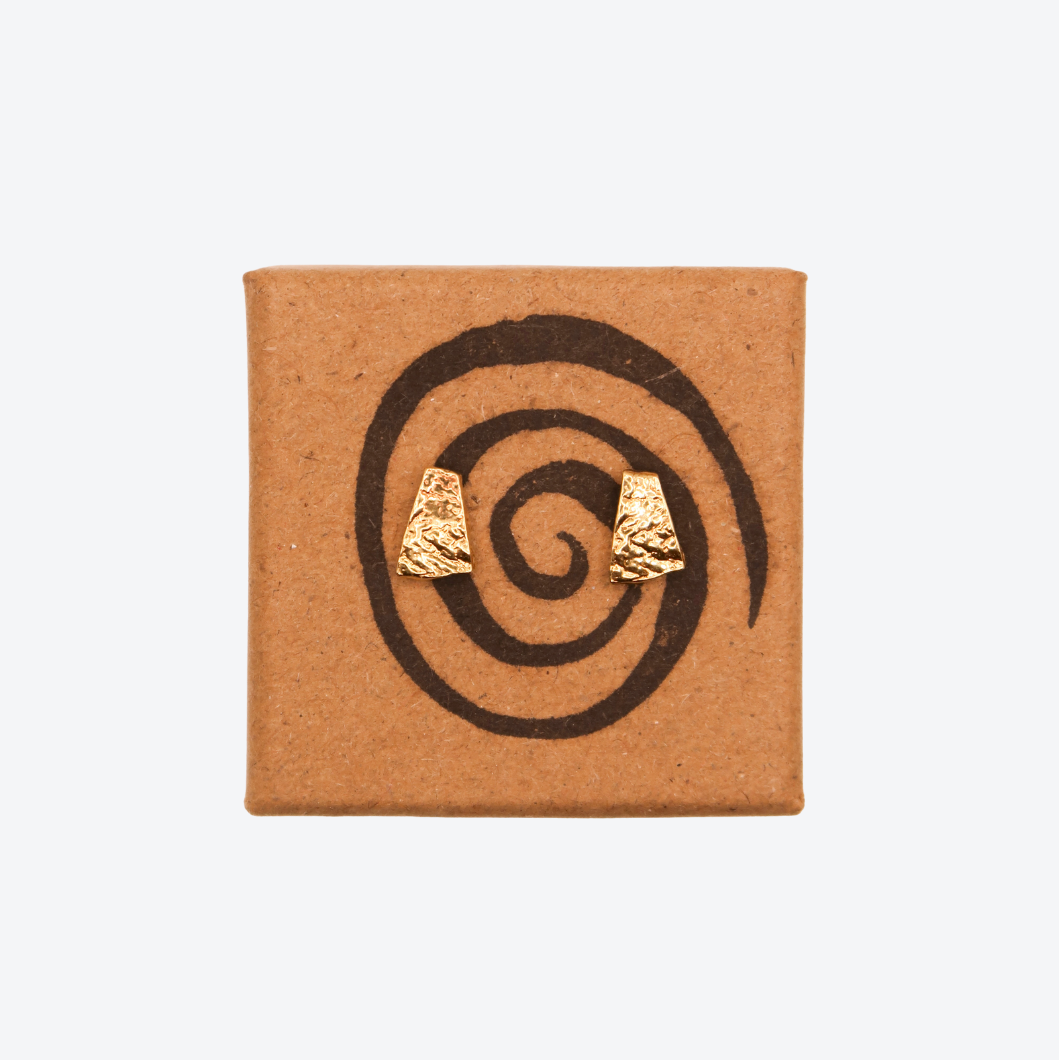 gold earrings on a white background